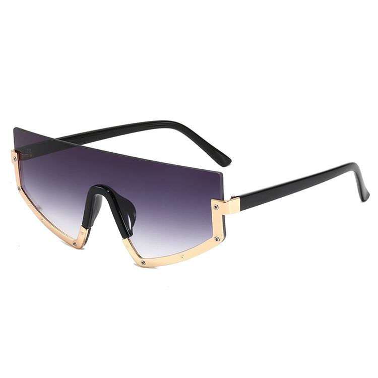 SHAWN UNISEX UV 400 HALF FRAME SHIELD SUNGLASSES
