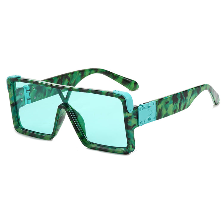 Shane Unisex Oversized UV400 Mono Lens Rectangular Frame Sunglasses