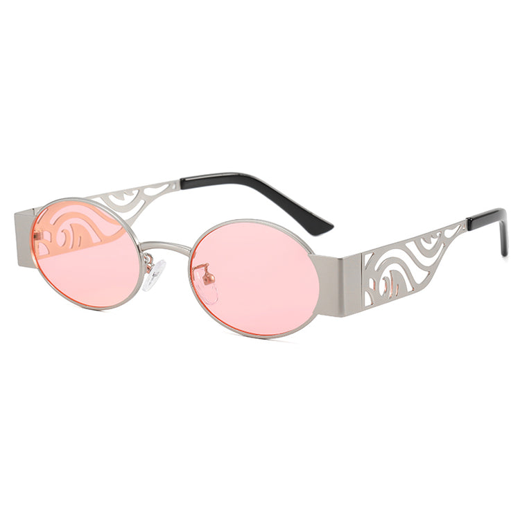 MALLIE Unisex UV400 Oval Vintage Metal Detail Shades