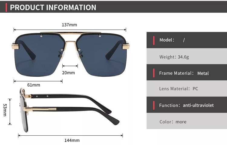 JORDYN METAL AVIATOR FRAME UV400 GRADIENT MEN'S SUNGLASSES