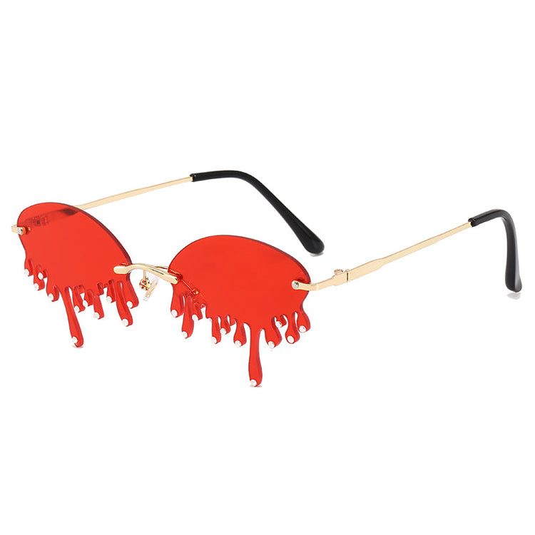 DORIAN UNISEX OVAL RIMLESS DRIP RHINESTONE FRAME SUNGLASSES