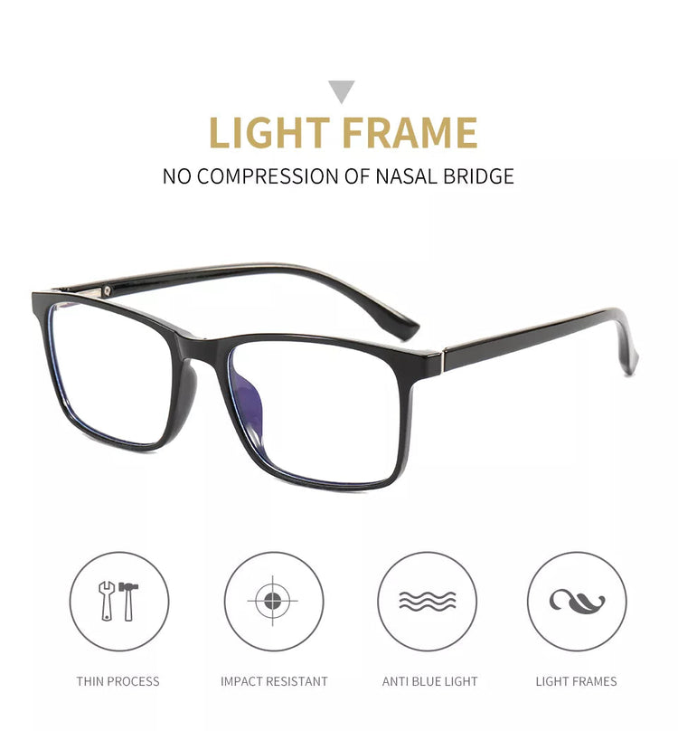 James Unisex TR90 Rectangle Frame Blue Light Blocking Computer Glasses