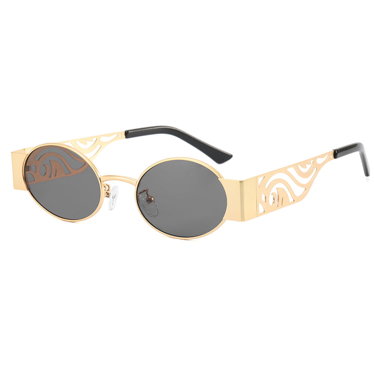 MALLIE Unisex UV400 Oval Vintage Metal Detail Shades