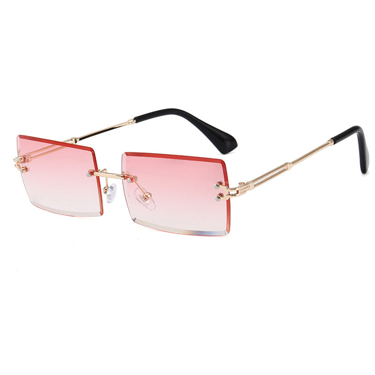 AMARI UNISEX TINTED UV 400 SMALL RIMLESS RECTANGLE FRAME SUNGLASSES