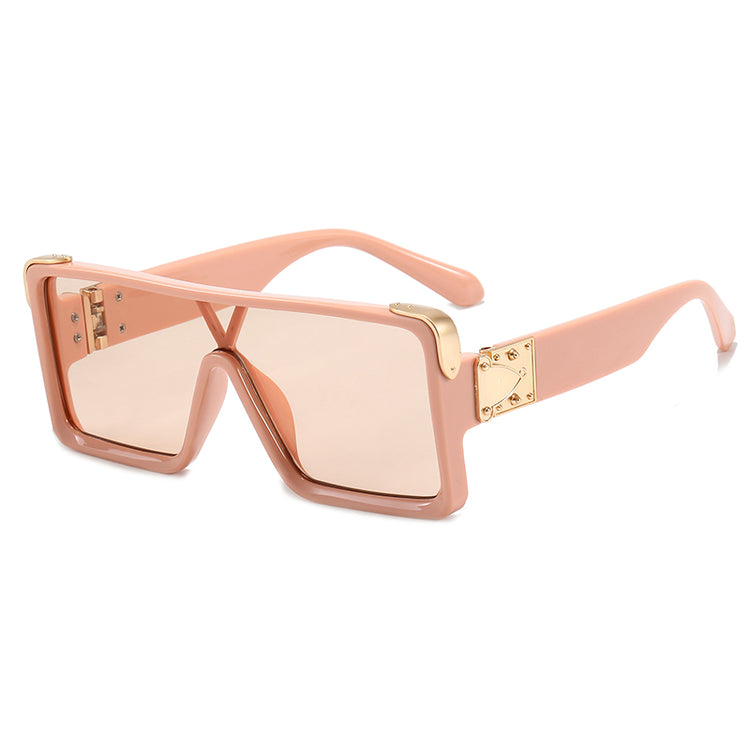 Shane Unisex Oversized UV400 Mono Lens Rectangular Frame Sunglasses