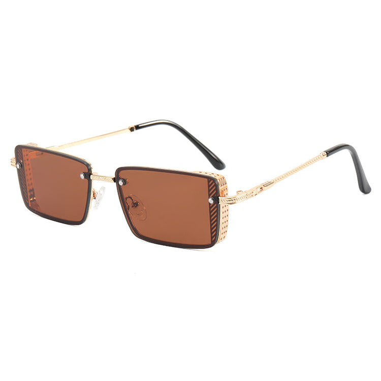 DON UNISEX SMALL RECTANGULAR METAL FRAME UV 400 SUNGLASSES