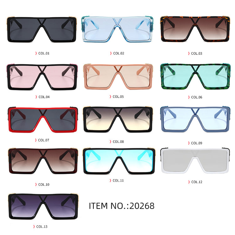 Shane Unisex Oversized UV400 Mono Lens Rectangular Frame Sunglasses