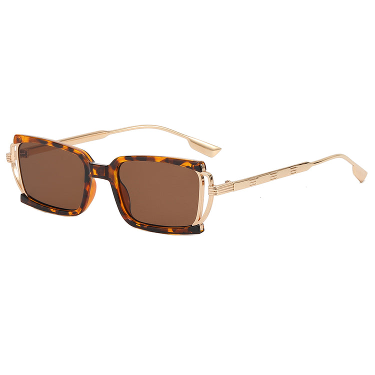 KENYA UNISEX SMALL RECTANGLE METAL FRAME SUNGLASSES