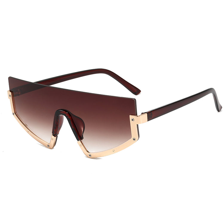SHAWN UNISEX UV 400 HALF FRAME SHIELD SUNGLASSES