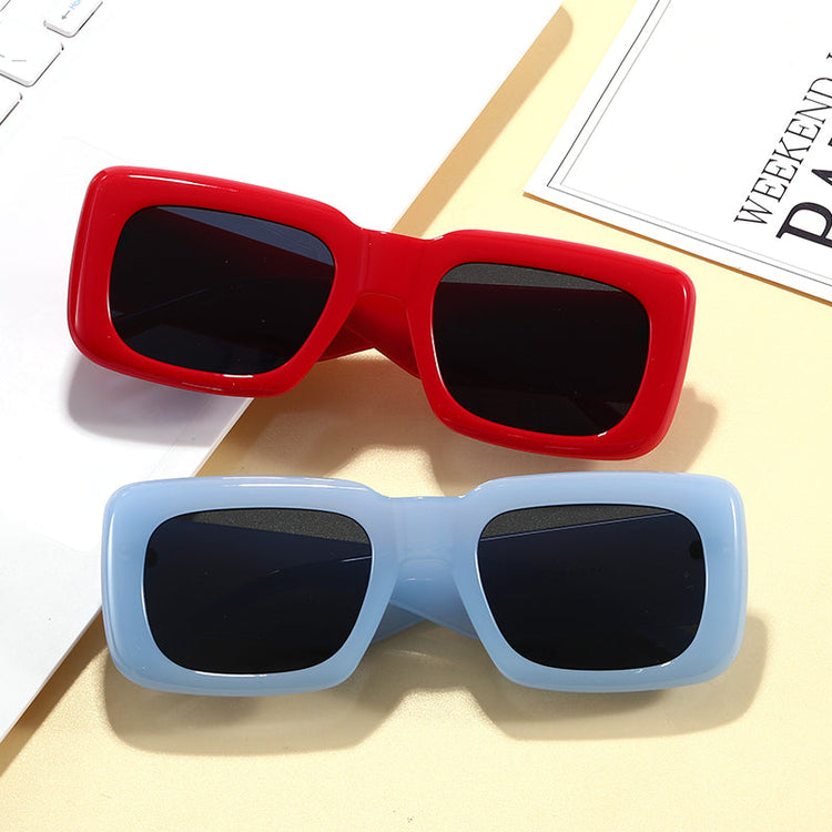 TONI UNISEX RETRO THICK UV 400 RECTANGLE FRAME SUNGLASSES