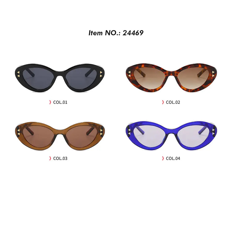 SABRINA SMALL VINTAGE DETAILED TRIANGULAR RETRO CAT-EYE SUNGLASSES