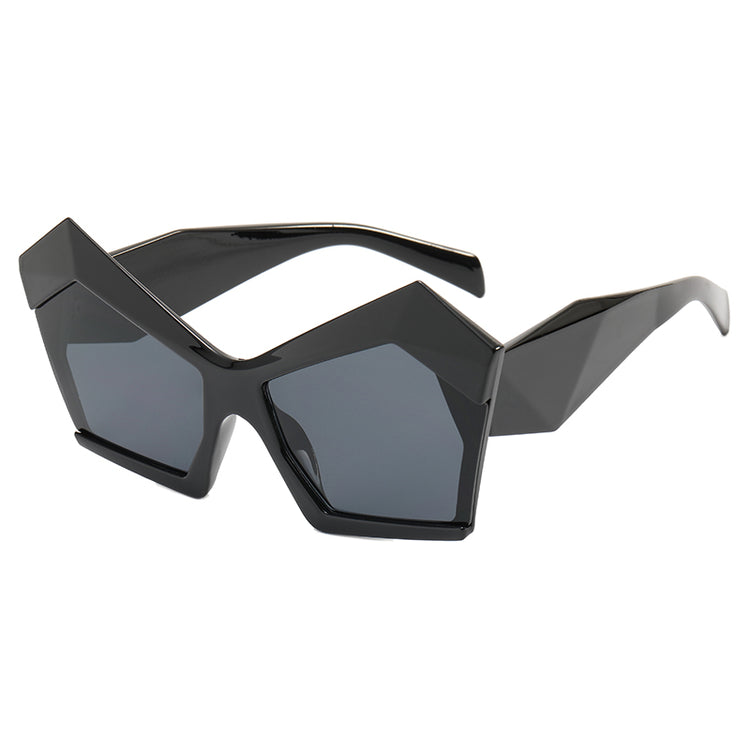 BROOK RETRO VINTAGE UV400 POLYGON OVERSIZED SUNGLASSES