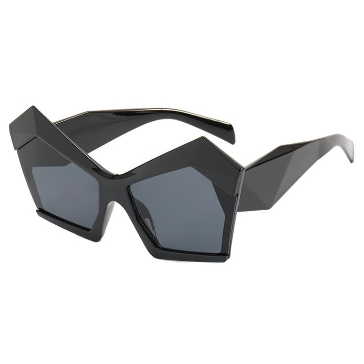 BROOKE RETRO VINTAGE POLYGON OVERSIZED SUNGLASSES - ORANGE