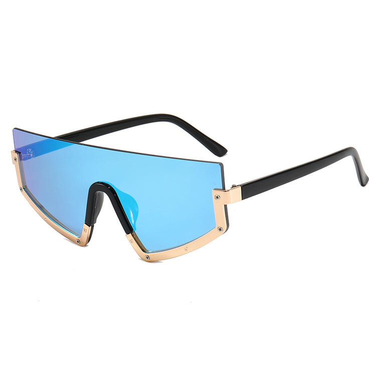 SHAWN UNISEX UV 400 HALF FRAME SHIELD SUNGLASSES