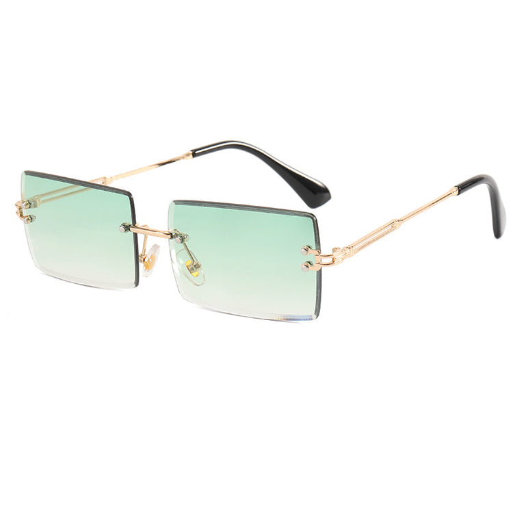 AMARI UNISEX TINTED UV 400 SMALL RIMLESS RECTANGLE FRAME SUNGLASSES