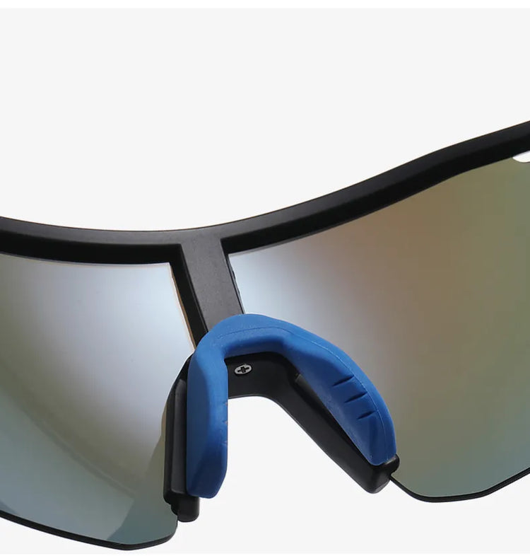 ADRIEN UNISEX POLARIZED HALF-RIM OVERSIZED SHIELD FRAME SUNGLASSES