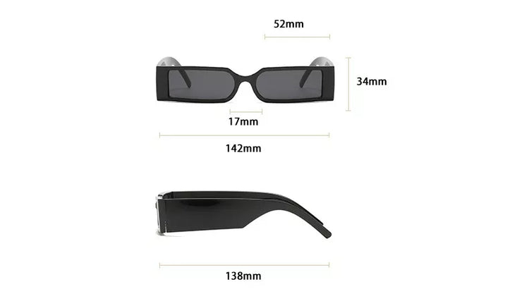 MIA SMALL UNISEX UV400 VINTAGE RECTANGLE SUNGLASSES