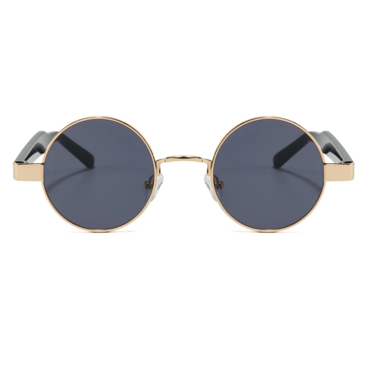 Jet Unisex Retro Round Metal Frame UV400 Sunglasses
