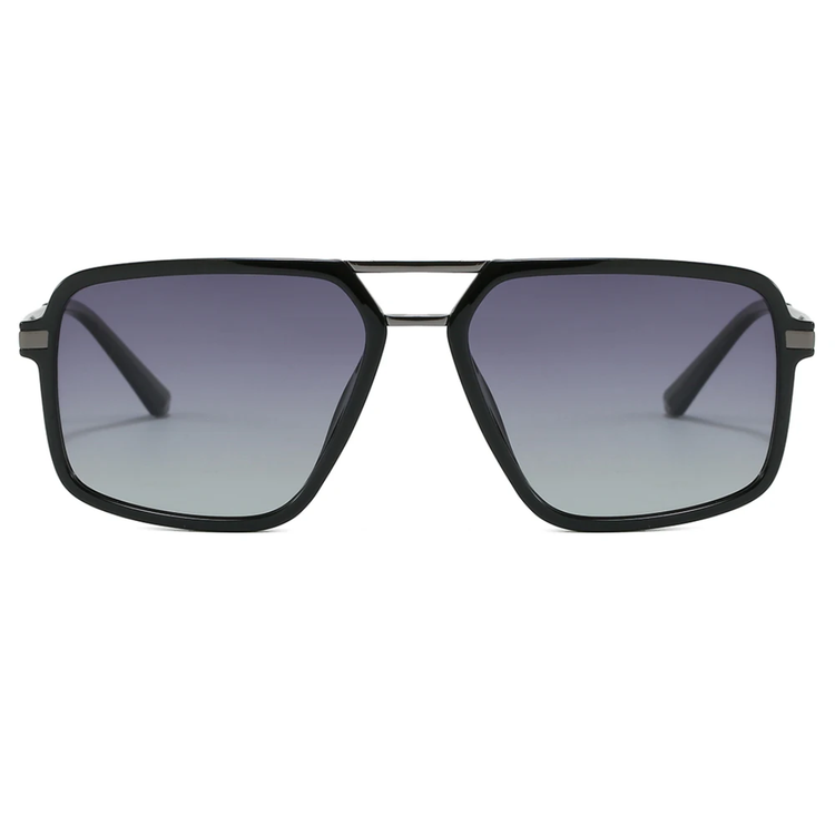 Blueprint Unisex Retro Square Double Bridge Gradient Flat Top UV400 Sunglasses