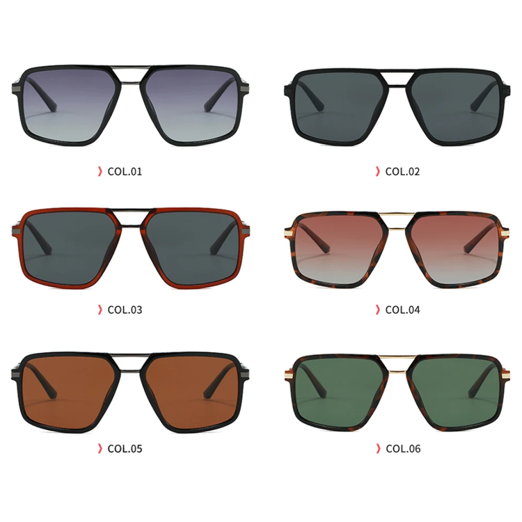 Blueprint Unisex Retro Square Double Bridge Gradient Flat Top UV400 Sunglasses