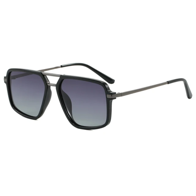 Blueprint Unisex Retro Square Double Bridge Gradient Flat Top UV400 Sunglasses