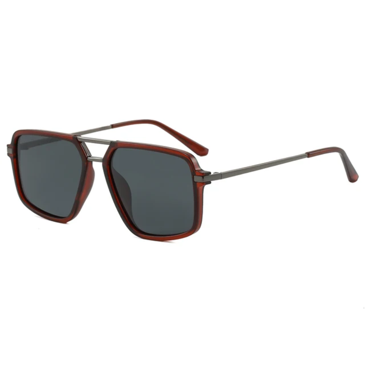 Blueprint Unisex Retro Square Double Bridge Gradient Flat Top UV400 Sunglasses