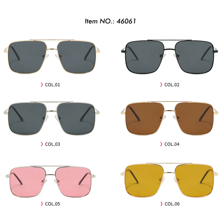 Influence Retro Double Bridge Gradient UV400 Square Frame Unisex Sunglasses