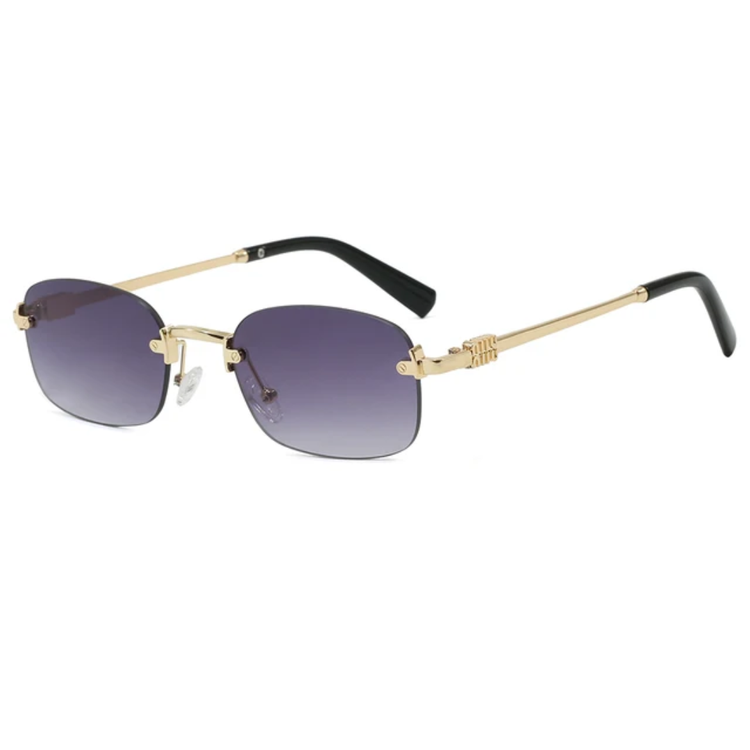 Vertex Rimless Rectangle Frame Unisex UV400 Sunglasses
