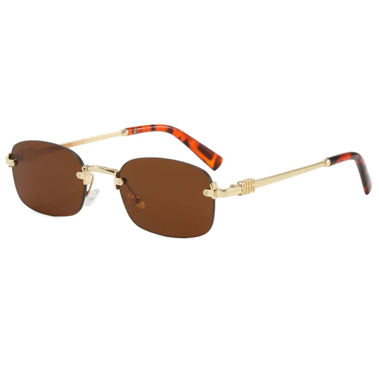 Vertex Rimless Rectangle Frame Unisex UV400 Sunglasses