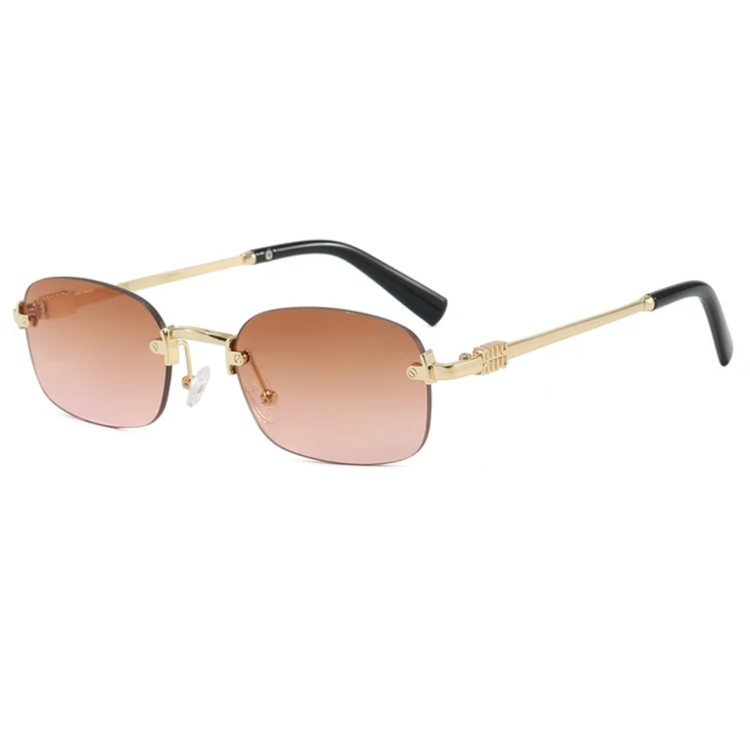 Vertex Rimless Rectangle Frame Unisex UV400 Sunglasses