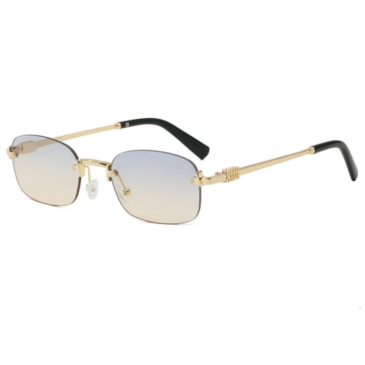 Vertex Rimless Rectangle Frame Unisex UV400 Sunglasses