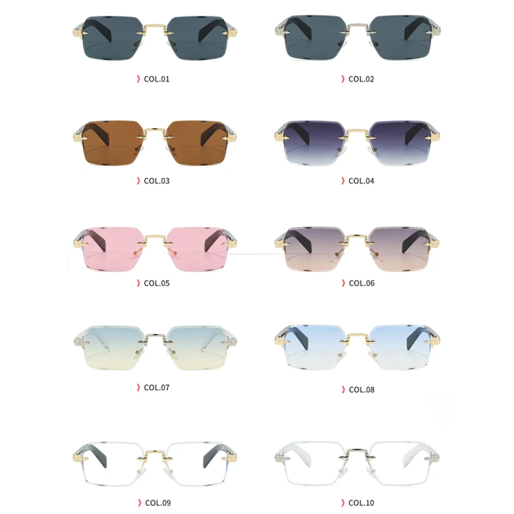 Aero Retro Rimless Square Frame Unisex UV400 Sunglasses