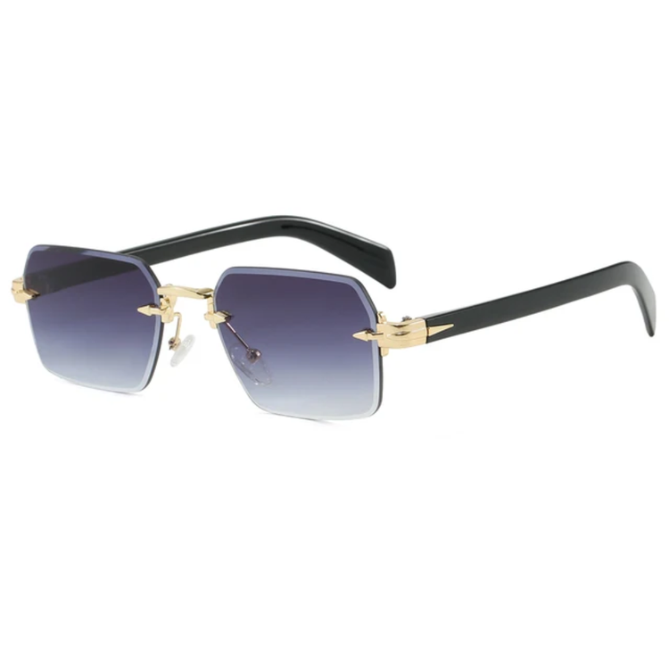 Aero Retro Rimless Square Frame Unisex UV400 Sunglasses