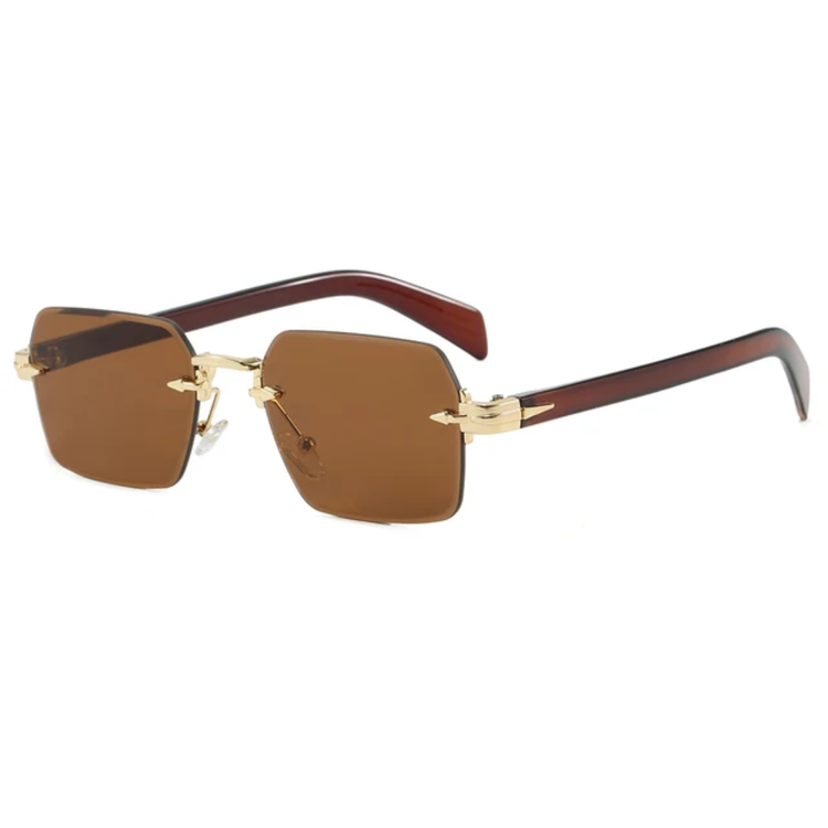 Aero Retro Rimless Square Frame Unisex UV400 Sunglasses