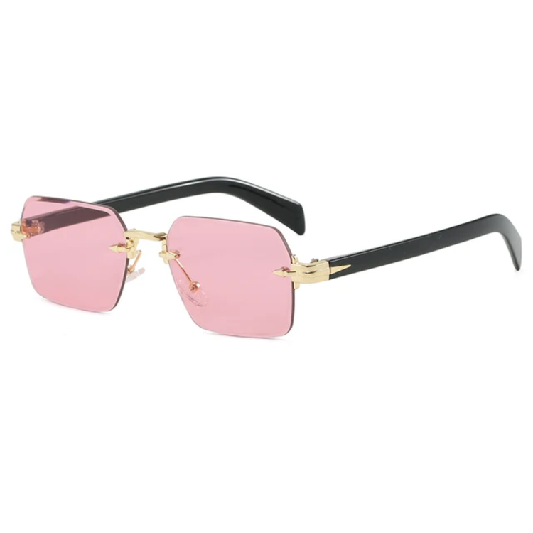 Aero Retro Rimless Square Frame Unisex UV400 Sunglasses
