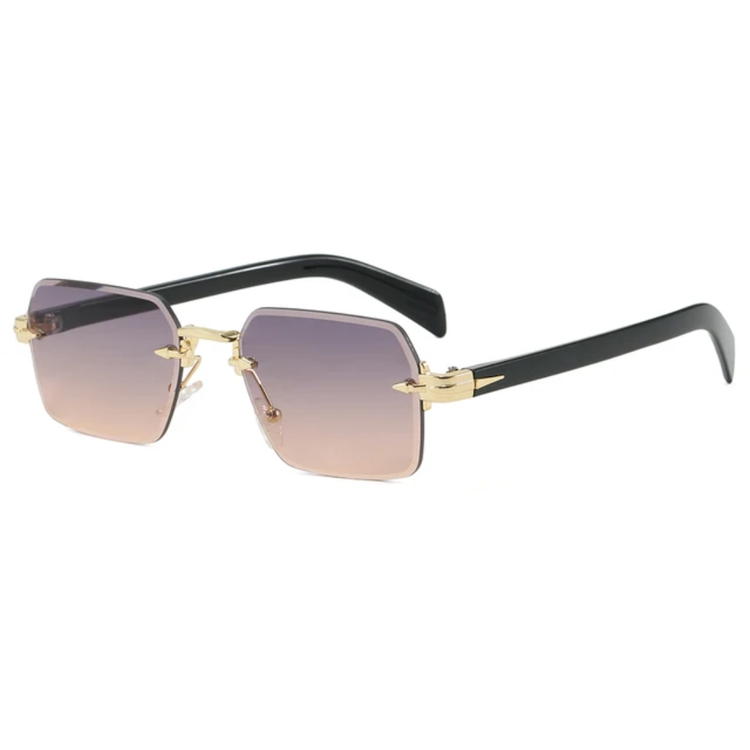 Aero Retro Rimless Square Frame Unisex UV400 Sunglasses