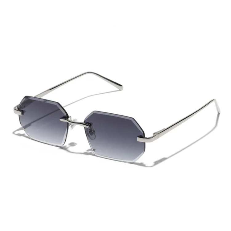 Shiloh Unisex Rectangular Rimless UV400 Sunglasses