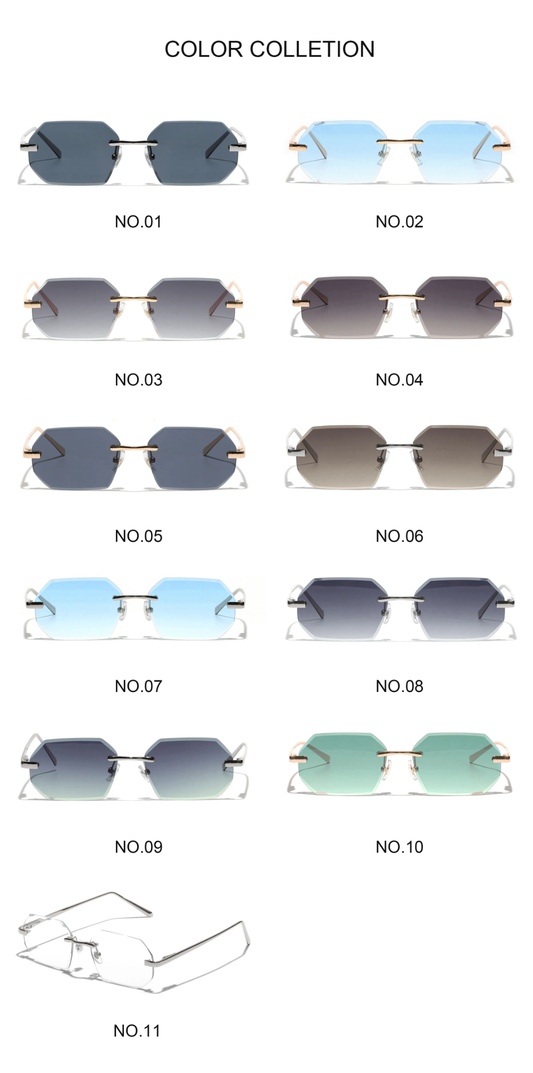 Shiloh Unisex Rectangular Rimless UV400 Sunglasses