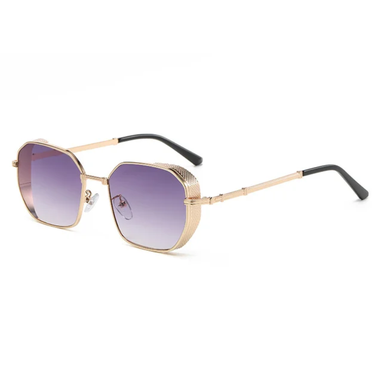 Rocco Steampunk Gradient Square Metal Shades Sunglasses