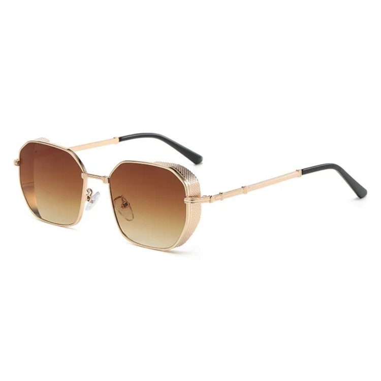 Rocco Steampunk Gradient Square Metal Shades Sunglasses