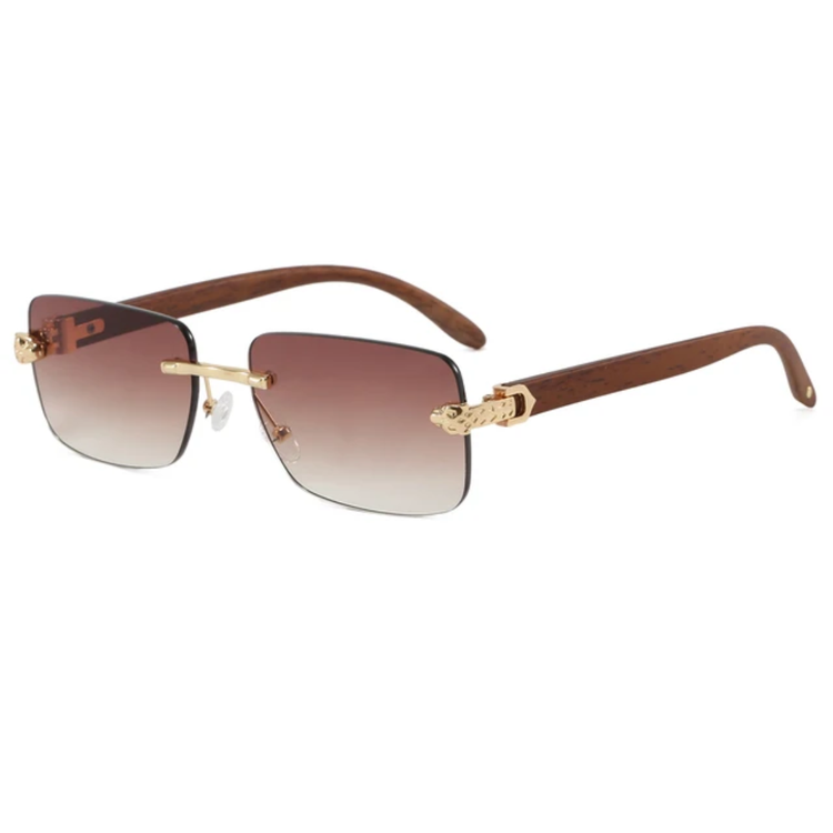Santos Unisex Rectangle Rimless UV400 Sunglasses