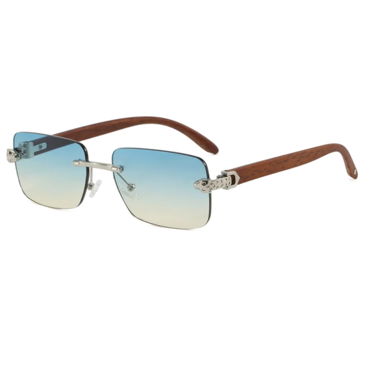 Santos Unisex Rectangle Rimless UV400 Sunglasses