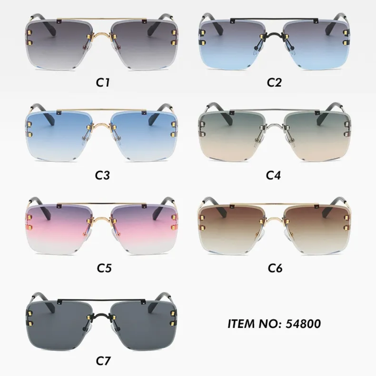 Elias Unisex Square Rimless UV400 Sunglasses