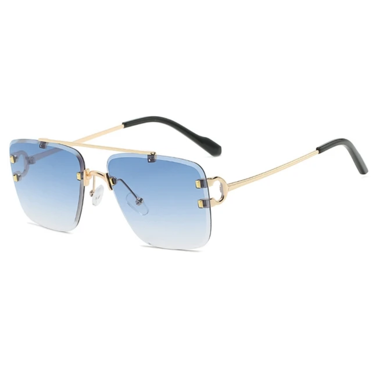 Elias Unisex Square Rimless UV400 Sunglasses