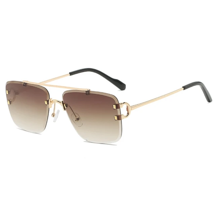Elias Unisex Square Rimless UV400 Sunglasses