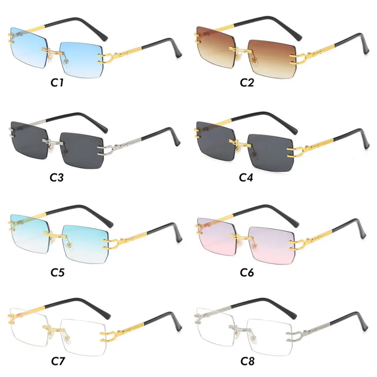 Julian Unisex Retro Rimless Rectangle Frame UV400 SUnglasses