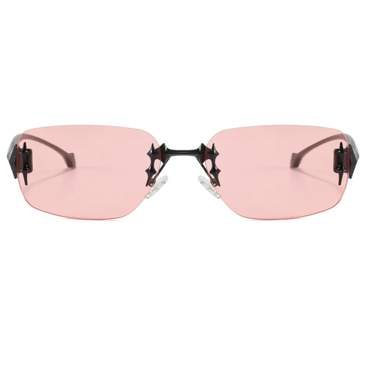 Unisex Retro Rimless Rectangle Frame UV400 Sunglasses