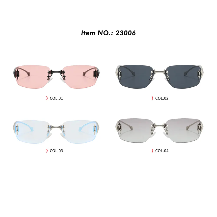 Cove Unisex Retro Rimless Rectangle Frame UV400 Sunglasses