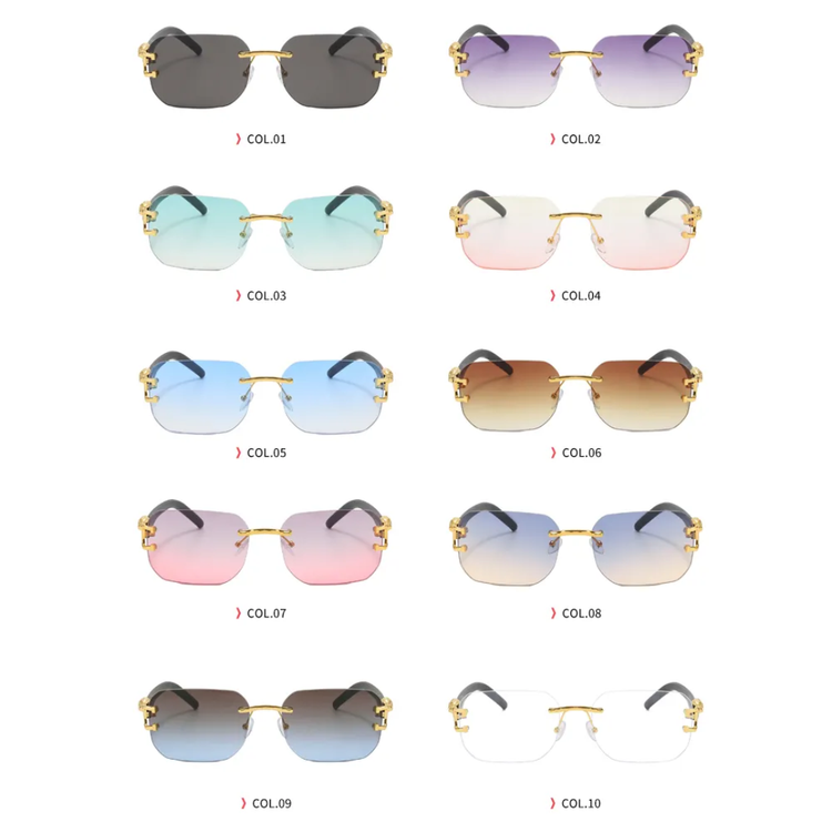 Nox Unisex Rectangle UV400 Sunglasses with Panther Detail