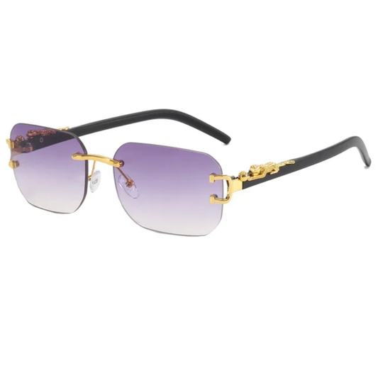 UNisex Rectangle UV400 Sun Glasses with Panther Detail